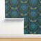Nautical Damask Victorian Style Botanical Blue Octopus Ocean Life Custom Removable Wallpaper by Spoonflower Peel & Stick Wallpaper 2FT Wide